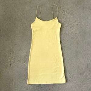 Zara Women's Bodycon Spaghetti Straps Dress Yellow